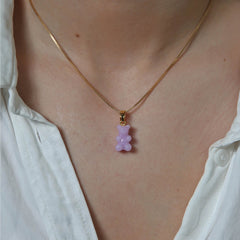 Crystal Haze Nostalgia bear pendant - Lavender