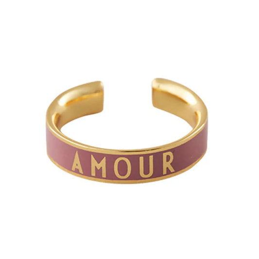 Design Letters Ring Dark Pink Amour - adjustable