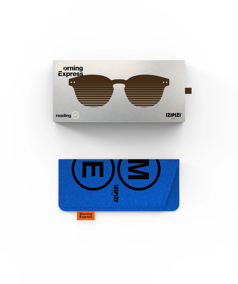 Reading glasses Dark Expresso - felt pouch and packaging