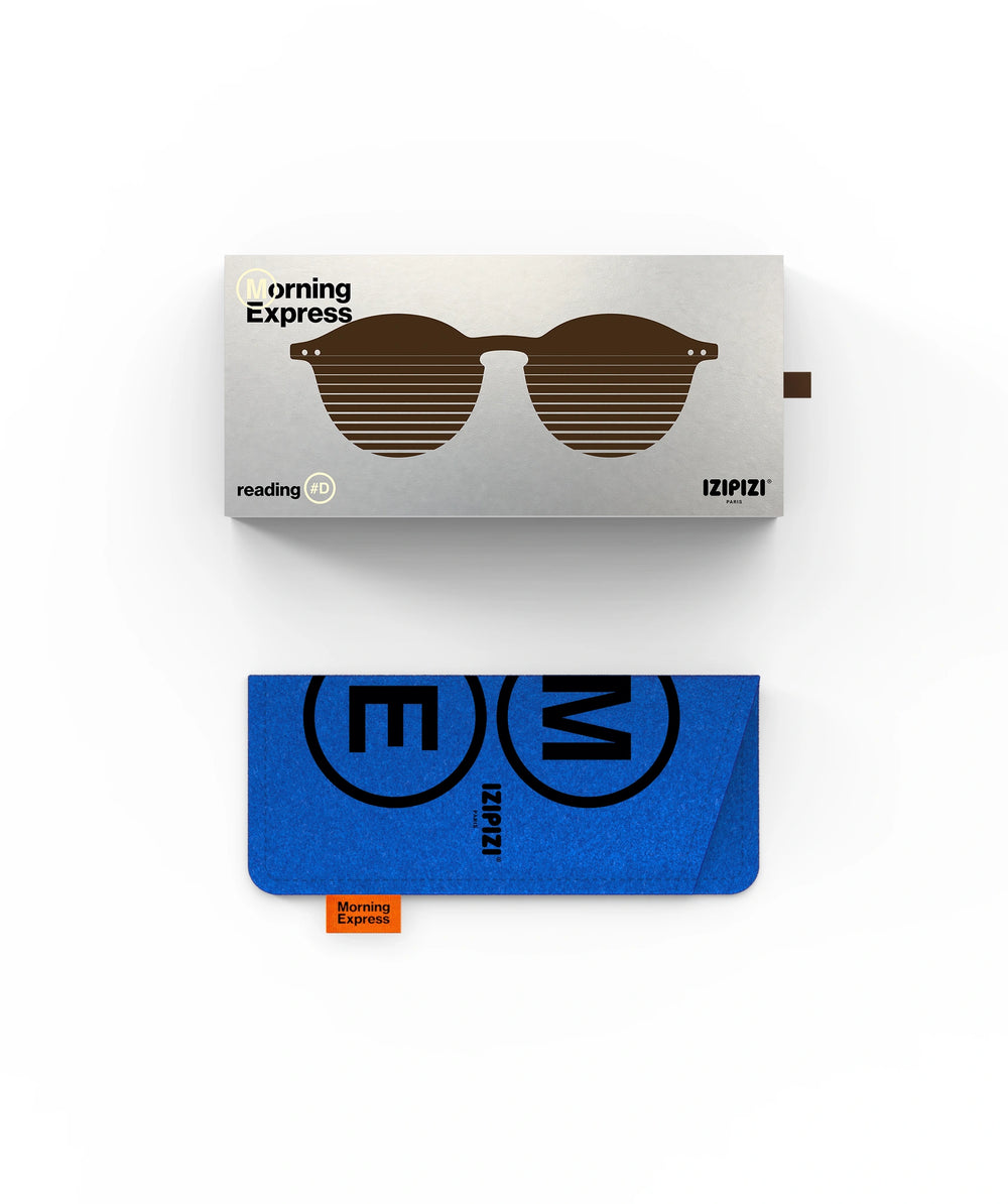 Reading glasses Dark Expresso - felt pouch and packaging