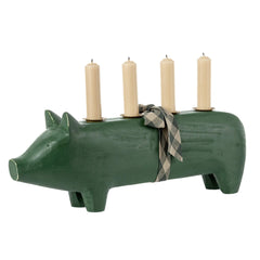 Maileg Drveni svijećnjak veliki - Green Pig