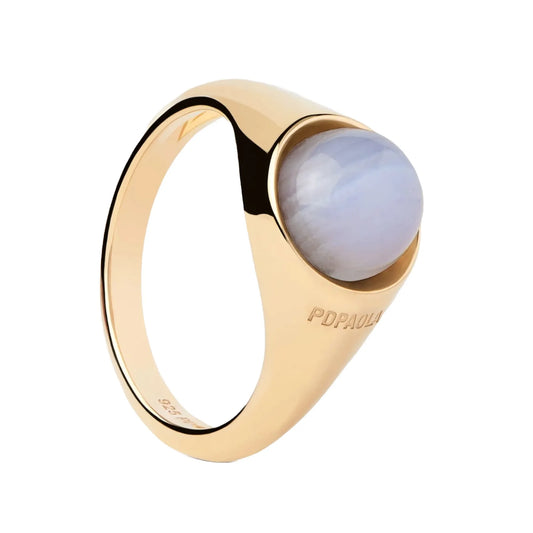 PDPAOLA Moon ring - Blue Lace Agate