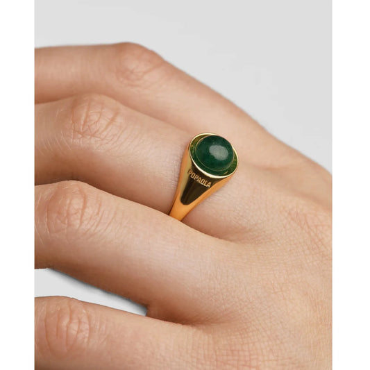 PDPAOLA Moon ring - Green Aventurine