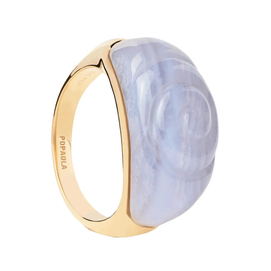 PDPAOLA Shell ring - Blue Lace Agate