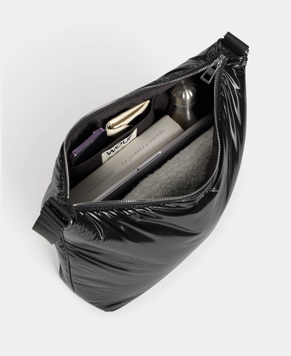 Wouf Night Hobo Bag - open, with contents