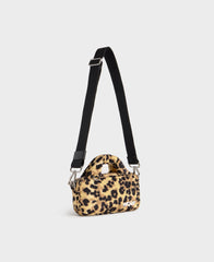 Feline mini bag at an angle, with the black adjustable strap