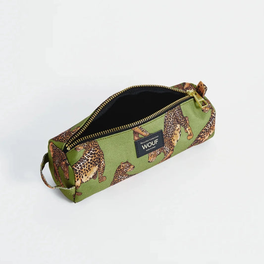 Wouf Pencil Case Olive Leopard