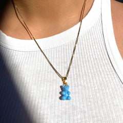 Crystal Haze Nostalgia bear pendant - Lagoon